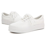 Sneakers Low Heel Platform Casual Flat Lace Up Sport Canvas Shoes - Presidential Brand (R)