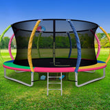 Everfit 14FT Trampoline Round Trampolines With Basketball Hoop Kids Present Gift Enclosure Safety Net Pad Outdoor Multi-coloured - Presidential Brand (R)