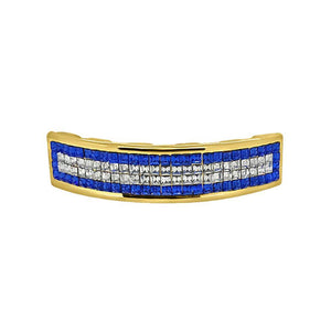 Invisible Setting Custom Blue Gold Grillz - Presidential Brand (R)