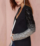 Womens Street Style Blazer Sequins Sleeve - Presidential Brand (R)