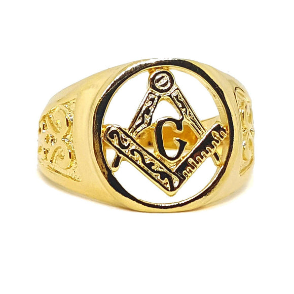 (1-3157-h5) Gold Overlay Masonic Ring for Men. - Presidential Brand (R)
