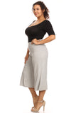 Plus Size Women's Gaucho Pants Knit Capri Culottes Lose Fit 1XL, 2XL, 3XL - Presidential Brand (R)