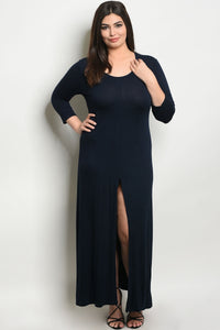 Women's Plus Size Taupe 3/4 Sleeve Scoop Neck Front Slit Jersey Dress(6 pcs/ Bundle) - Presidential Brand (R)