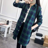 Womens Mid Length Plaid Shirt With Pockets - Presidential Brand (R)