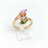 1-3107-h2 Gold Plated Multicolor CZ Ring. - Presidential Brand (R)