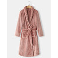 Robe Flannel Thick Solid Double Pocket Sashes Sleepwear - Presidential Brand (R)