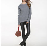 Womens Relaxed Fit Round Neck Sweater in Gray - Presidential Brand (R)