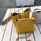 Womens Vegan Leather Bucket Bag With Wide Shoulder Strap - Presidential Brand (R)