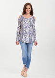 Abstract Leopard (7647) ~ Cold Shoulder Tunic - Presidential Brand (R)