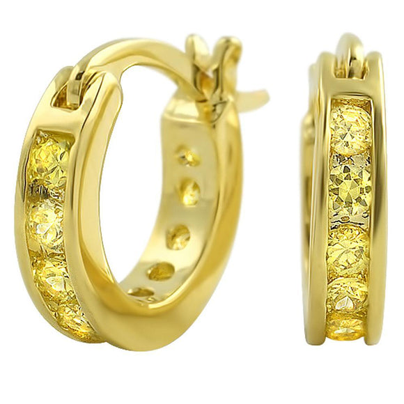 Channel Hoop Lemonade Canary CZ Earrings - Presidential Brand (R)