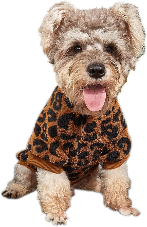 Presidential Collection -  Presidential Paws - Pet Outfits Leopard Print Plush Sweatshirt