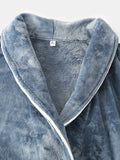 Mens Flannel Lapel Double Pocket Warm Belted Robes With Contrast Binding - Presidential Brand (R)