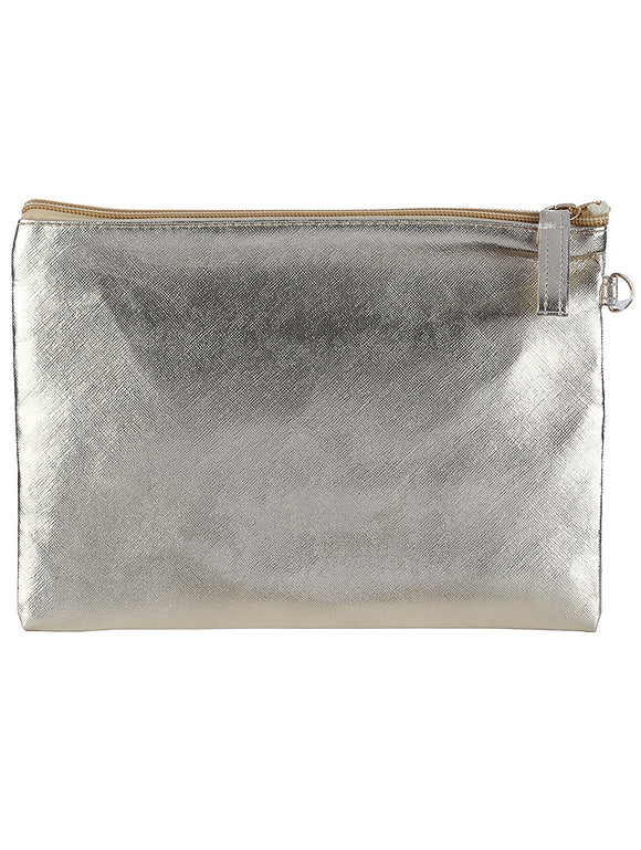 METALLIC FINISH VINYL CLUTCH MAKEUP POUCH - Presidential Brand (R)