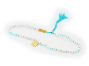 Evil Eye & Grace Plaque Teal Cord Bracelet - Presidential Brand (R)