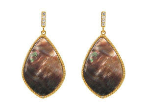 Large Grey Mother of Pearl Drop Earrings - Presidential Brand (R)