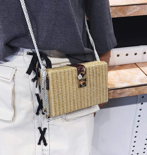 Straw Box Clutch Shoulder Bag - Presidential Brand (R)