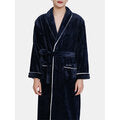 Mens Flannel Lapel Double Pocket Warm Belted Robes With Contrast Binding - Presidential Brand (R)