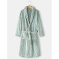Robe Flannel Thick Solid Double Pocket Sashes Sleepwear - Presidential Brand (R)