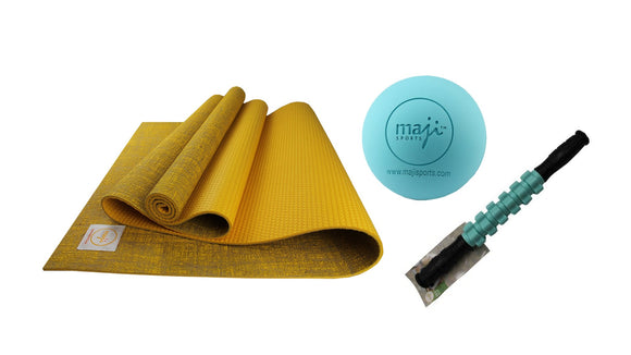 Jute Premium ECO Fitness, pilates, yoga mat + Trigger Ball + Massage Stick - Presidential Brand (R)