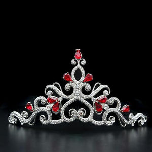 LO2109 - Imitation Rhodium Brass Tiaras & Hair Clip with Top Grade Crystal in Ruby - Presidential Brand (R)