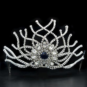 LO2111 - Imitation Rhodium Brass Tiaras & Hair Clip with Top Grade Crystal in Montana - Presidential Brand (R)