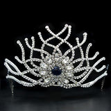 LO2111 - Imitation Rhodium Brass Tiaras & Hair Clip with Top Grade Crystal in Montana - Presidential Brand (R)