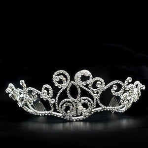 LO2113 - Imitation Rhodium Brass Tiaras & Hair Clip with Top Grade Crystal in Clear - Presidential Brand (R)