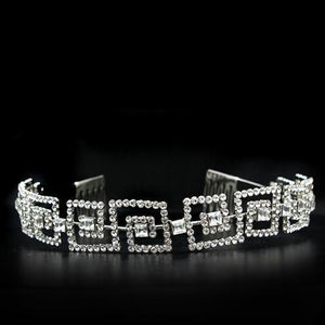 LO2116 - Imitation Rhodium Brass Tiaras & Hair Clip with Top Grade Crystal in Clear - Presidential Brand (R)