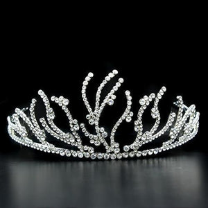 LO2117 - Imitation Rhodium Brass Tiaras & Hair Clip with Top Grade Crystal in Clear - Presidential Brand (R)