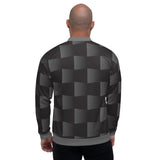 Mens Jackets, Black And Gray 3D Square Style Bomber Jacket - Presidential Brand (R)