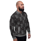 Mens Jackets, Black And Gray 3D Square Style Bomber Jacket - Presidential Brand (R)
