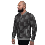 Mens Jackets, Black And Gray 3D Square Style Bomber Jacket - Presidential Brand (R)