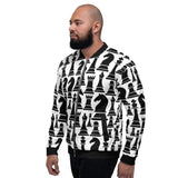 Mens Jackets, Black And White Chess Style Bomber Jacket - Presidential Brand (R)