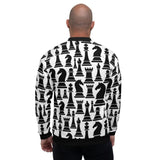 Mens Jackets, Black And White Chess Style Bomber Jacket - Presidential Brand (R)