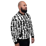 Mens Jackets, Black And White Chess Style Bomber Jacket - Presidential Brand (R)