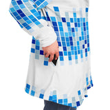 Mens Jackets, Blue And White Mosaic Square Style Fleece Jacket - Presidential Brand (R)