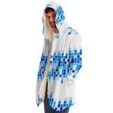 Mens Jackets, Blue And White Mosaic Square Style Fleece Jacket - Presidential Brand (R)