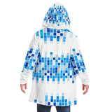 Mens Jackets, Blue And White Mosaic Square Style Fleece Jacket - Presidential Brand (R)