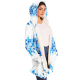 Mens Jackets, Blue And White Mosaic Square Style Fleece Jacket - Presidential Brand (R)