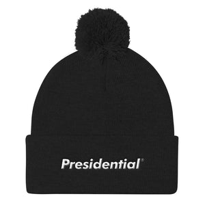 Presidential Logo White | Pom Pom Knit Cap - Presidential Brand (R)