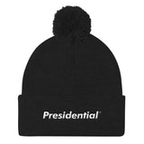 Presidential Logo White | Pom Pom Knit Cap - Presidential Brand (R)