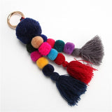 Bead Handbag Tassel Key Chain Pompom Key Ring Holder Hanging Bohemian Style Pendant Keychain Decoration - Presidential Brand (R)
