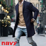 Trench Coat Slim Fit Long Sleeve Cardigans Blend Coat Solid Long Wool Coat - Presidential Brand (R)