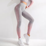 Women Striped Hip Enhancing Running Gym Fitness Leggings - Presidential Brand (R)