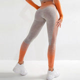 Women Striped Hip Enhancing Running Gym Fitness Leggings - Presidential Brand (R)