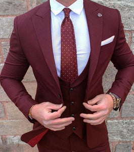 Mens Suits Groom Wear Tuxedos 3 Piece Wedding Suits Groomsmen Best Man Formal Business Jacket Pant vest - Presidential Brand (R)