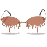 Hot sale Fashion Water drop Sunglasses Women Rimless Wave Punk Sun Glasses Luxury Trending Sunglasses Streetwear Gafas Shades - Presidential Brand (R)