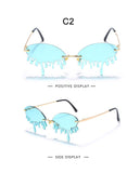 Hot sale Fashion Water drop Sunglasses Women Rimless Wave Punk Sun Glasses Luxury Trending Sunglasses Streetwear Gafas Shades - Presidential Brand (R)