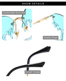 Hot sale Fashion Water drop Sunglasses Women Rimless Wave Punk Sun Glasses Luxury Trending Sunglasses Streetwear Gafas Shades - Presidential Brand (R)