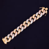 22mm Colorful Baguette Zircon Miami Cuban Link Bracelet Iced Out Colorful Chain 7" 8" - Presidential Brand (R)